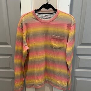 Weatherproof Pink and Yellow Striped Long Sleeve Thick Tee